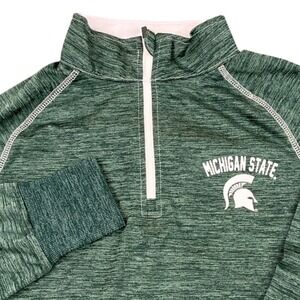 Michigan State Spartans Colosseum Womens Pullover NWT 1/4 Zip Green L